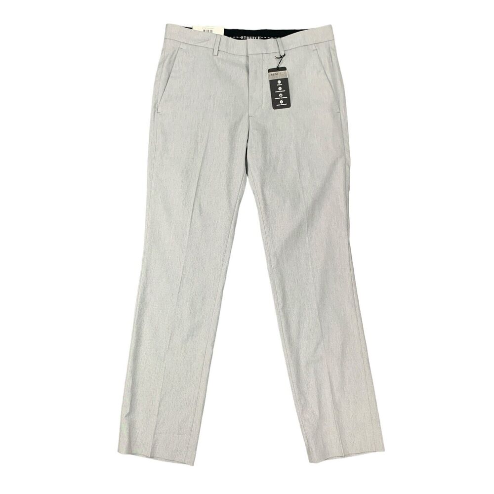 Alfani Pants Mens 30 Gray Heathered Alfatech Stretch Flat Front Water Repellent